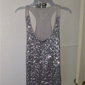 Beautiful bright and shiny - silver tank top XS